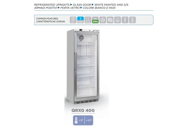 Frigorifero QRXG 400 porta a vetri  litri 400, + 3 /+10°.